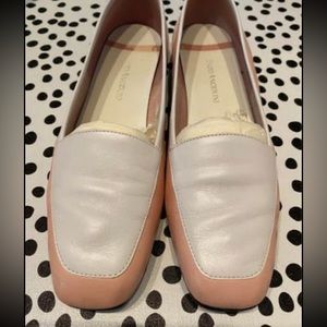 Pink and White Leather Loafers 8
